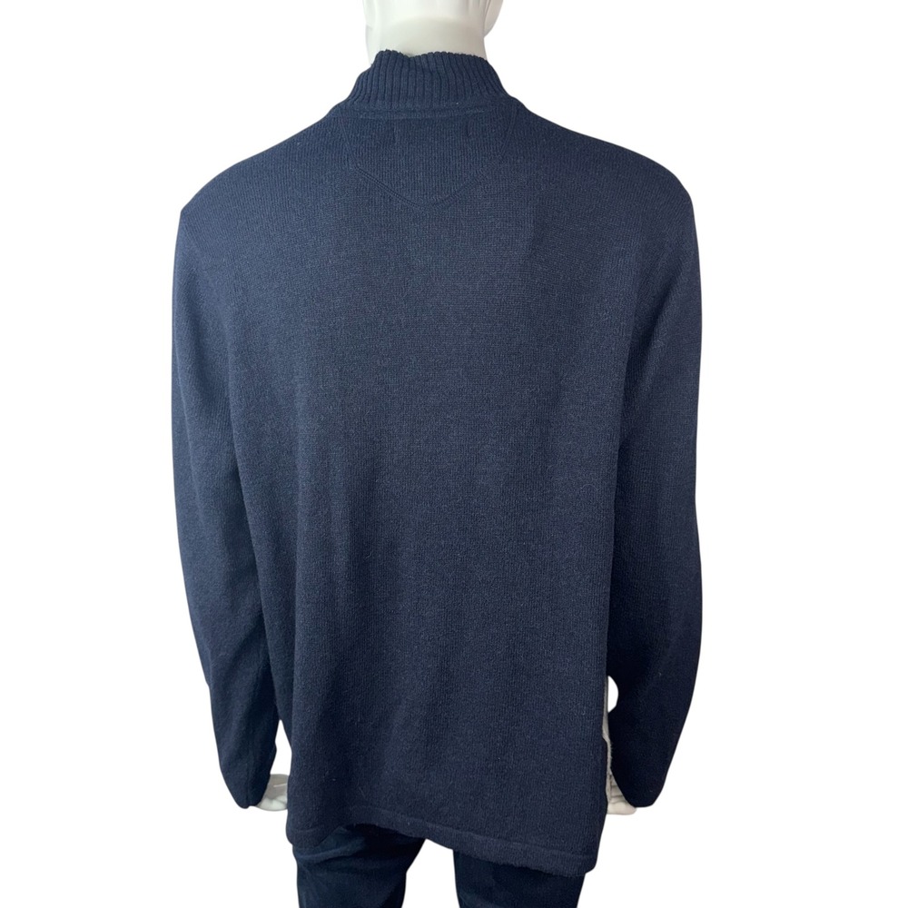 Eddie Bauer Mens Quarter Zip Sweater Navy Blue Gray‎ Stripe Wool Blend XL - Picture 4 of 8